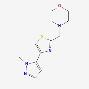 molecular formula C12H16N4OS B6979509 4-[[4-(2-Methylpyrazol-3-yl)-1,3-thiazol-2-yl]methyl]morpholine 