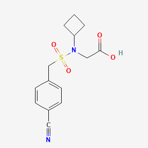 molecular formula C14H16N2O4S B6979525 2-[(4-Cyanophenyl)methylsulfonyl-cyclobutylamino]acetic acid 