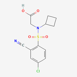 molecular formula C13H13ClN2O4S B6979561 2-[(4-Chloro-2-cyanophenyl)sulfonyl-cyclobutylamino]acetic acid 