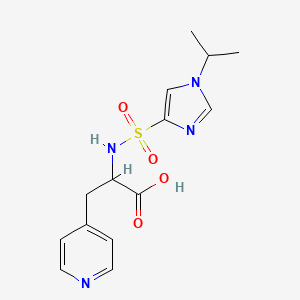 molecular formula C14H18N4O4S B6979580 2-[(1-Propan-2-ylimidazol-4-yl)sulfonylamino]-3-pyridin-4-ylpropanoic acid 