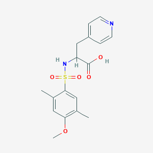 molecular formula C17H20N2O5S B6979593 2-[(4-Methoxy-2,5-dimethylphenyl)sulfonylamino]-3-pyridin-4-ylpropanoic acid 