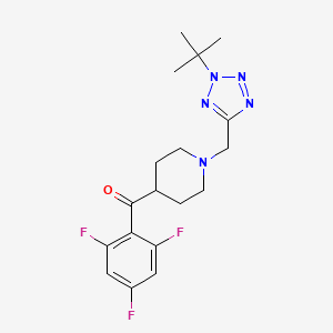 molecular formula C18H22F3N5O B6979605 [1-[(2-Tert-butyltetrazol-5-yl)methyl]piperidin-4-yl]-(2,4,6-trifluorophenyl)methanone 