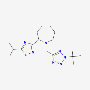 molecular formula C17H29N7O B6979625 3-[1-[(2-Tert-butyltetrazol-5-yl)methyl]azepan-2-yl]-5-propan-2-yl-1,2,4-oxadiazole 