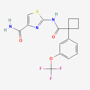 molecular formula C16H14F3N3O3S B6979642 2-[[1-[3-(Trifluoromethoxy)phenyl]cyclobutanecarbonyl]amino]-1,3-thiazole-4-carboxamide 