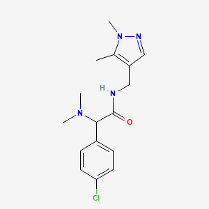 2-(4-chlorophenyl)-2-(dimethylamino)-N-[(1,5-dimethylpyrazol-4-yl)methyl]acetamide