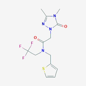 2-(3,4-dimethyl-5-oxo-1,2,4-triazol-1-yl)-N-(thiophen-2-ylmethyl)-N-(2,2,2-trifluoroethyl)acetamide