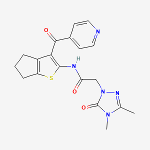 2-(3,4-dimethyl-5-oxo-1,2,4-triazol-1-yl)-N-[3-(pyridine-4-carbonyl)-5,6-dihydro-4H-cyclopenta[b]thiophen-2-yl]acetamide