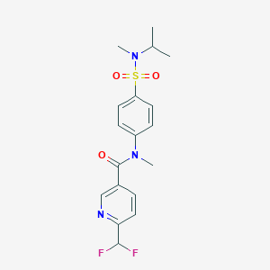 molecular formula C18H21F2N3O3S B6979673 6-(difluoromethyl)-N-methyl-N-[4-[methyl(propan-2-yl)sulfamoyl]phenyl]pyridine-3-carboxamide 