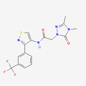 molecular formula C16H14F3N5O2S B6979700 2-(3,4-dimethyl-5-oxo-1,2,4-triazol-1-yl)-N-[3-[3-(trifluoromethyl)phenyl]-1,2-thiazol-4-yl]acetamide 