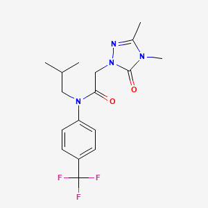 molecular formula C17H21F3N4O2 B6979711 2-(3,4-dimethyl-5-oxo-1,2,4-triazol-1-yl)-N-(2-methylpropyl)-N-[4-(trifluoromethyl)phenyl]acetamide 