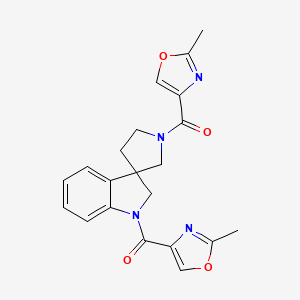 molecular formula C21H20N4O4 B6979755 [1-(2-methyl-1,3-oxazole-4-carbonyl)spiro[2H-indole-3,3'-pyrrolidine]-1'-yl]-(2-methyl-1,3-oxazol-4-yl)methanone 