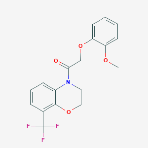 molecular formula C18H16F3NO4 B6979808 2-(2-Methoxyphenoxy)-1-[8-(trifluoromethyl)-2,3-dihydro-1,4-benzoxazin-4-yl]ethanone 