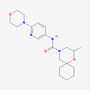 molecular formula C20H30N4O3 B6979826 2-methyl-N-(6-morpholin-4-ylpyridin-3-yl)-1-oxa-4-azaspiro[5.5]undecane-4-carboxamide 