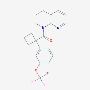 molecular formula C20H19F3N2O2 B6979926 3,4-dihydro-2H-1,8-naphthyridin-1-yl-[1-[3-(trifluoromethoxy)phenyl]cyclobutyl]methanone 