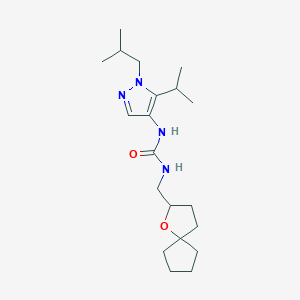 1-[1-(2-Methylpropyl)-5-propan-2-ylpyrazol-4-yl]-3-(1-oxaspiro[4.4]nonan-2-ylmethyl)urea