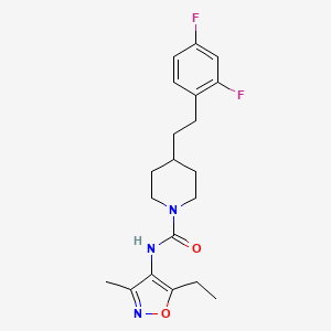 molecular formula C20H25F2N3O2 B6979987 4-[2-(2,4-difluorophenyl)ethyl]-N-(5-ethyl-3-methyl-1,2-oxazol-4-yl)piperidine-1-carboxamide 