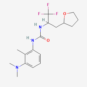 molecular formula C17H24F3N3O2 B6980002 1-[3-(Dimethylamino)-2-methylphenyl]-3-[1,1,1-trifluoro-3-(oxolan-2-yl)propan-2-yl]urea 