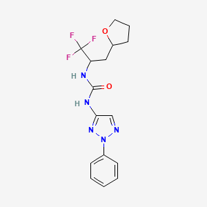 molecular formula C16H18F3N5O2 B6980015 1-(2-Phenyltriazol-4-yl)-3-[1,1,1-trifluoro-3-(oxolan-2-yl)propan-2-yl]urea 