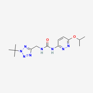 molecular formula C14H22N8O2 B6980087 1-[(2-Tert-butyltetrazol-5-yl)methyl]-3-(6-propan-2-yloxypyridazin-3-yl)urea 