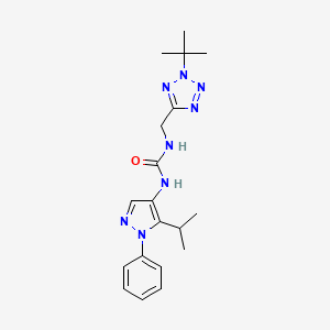 molecular formula C19H26N8O B6980104 1-[(2-Tert-butyltetrazol-5-yl)methyl]-3-(1-phenyl-5-propan-2-ylpyrazol-4-yl)urea 