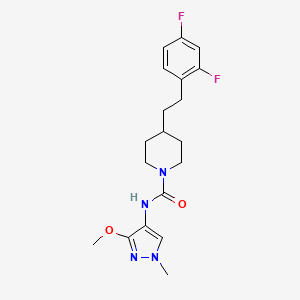 molecular formula C19H24F2N4O2 B6980112 4-[2-(2,4-difluorophenyl)ethyl]-N-(3-methoxy-1-methylpyrazol-4-yl)piperidine-1-carboxamide 