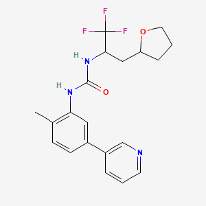 molecular formula C20H22F3N3O2 B6980127 1-(2-Methyl-5-pyridin-3-ylphenyl)-3-[1,1,1-trifluoro-3-(oxolan-2-yl)propan-2-yl]urea 