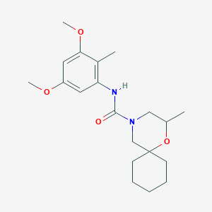 molecular formula C20H30N2O4 B6980136 N-(3,5-dimethoxy-2-methylphenyl)-2-methyl-1-oxa-4-azaspiro[5.5]undecane-4-carboxamide 