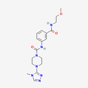 molecular formula C18H25N7O3 B6980175 N-[3-(2-methoxyethylcarbamoyl)phenyl]-4-(4-methyl-1,2,4-triazol-3-yl)piperazine-1-carboxamide 