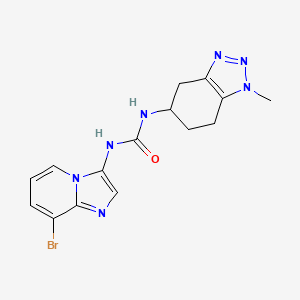 molecular formula C15H16BrN7O B6980199 1-(8-Bromoimidazo[1,2-a]pyridin-3-yl)-3-(1-methyl-4,5,6,7-tetrahydrobenzotriazol-5-yl)urea 