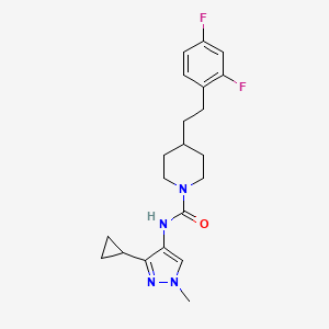 molecular formula C21H26F2N4O B6980203 N-(3-cyclopropyl-1-methylpyrazol-4-yl)-4-[2-(2,4-difluorophenyl)ethyl]piperidine-1-carboxamide 