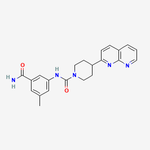 molecular formula C22H23N5O2 B6980223 N-(3-carbamoyl-5-methylphenyl)-4-(1,8-naphthyridin-2-yl)piperidine-1-carboxamide 