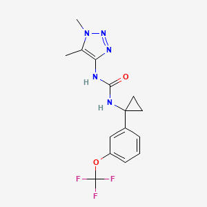 molecular formula C15H16F3N5O2 B6980258 1-(1,5-Dimethyltriazol-4-yl)-3-[1-[3-(trifluoromethoxy)phenyl]cyclopropyl]urea 