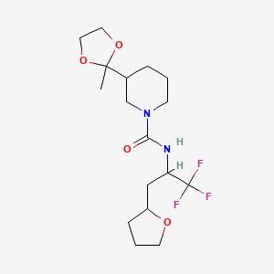 molecular formula C17H27F3N2O4 B6980280 3-(2-methyl-1,3-dioxolan-2-yl)-N-[1,1,1-trifluoro-3-(oxolan-2-yl)propan-2-yl]piperidine-1-carboxamide 