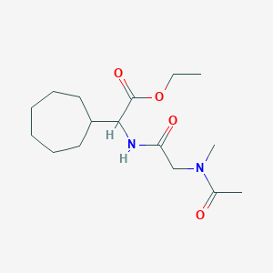 molecular formula C16H28N2O4 B6980294 Ethyl 2-[[2-[acetyl(methyl)amino]acetyl]amino]-2-cycloheptylacetate 