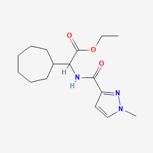 molecular formula C16H25N3O3 B6980298 Ethyl 2-cycloheptyl-2-[(1-methylpyrazole-3-carbonyl)amino]acetate 