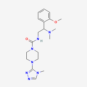 molecular formula C19H29N7O2 B6980308 N-[2-(dimethylamino)-2-(2-methoxyphenyl)ethyl]-4-(4-methyl-1,2,4-triazol-3-yl)piperazine-1-carboxamide 