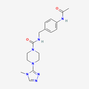 molecular formula C17H23N7O2 B6980320 N-[(4-acetamidophenyl)methyl]-4-(4-methyl-1,2,4-triazol-3-yl)piperazine-1-carboxamide 