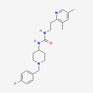 molecular formula C22H29FN4O B6980409 1-[2-(3,5-Dimethylpyridin-2-yl)ethyl]-3-[1-[(4-fluorophenyl)methyl]piperidin-4-yl]urea 