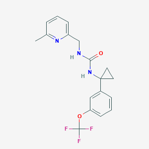 molecular formula C18H18F3N3O2 B6980416 1-[(6-Methylpyridin-2-yl)methyl]-3-[1-[3-(trifluoromethoxy)phenyl]cyclopropyl]urea 