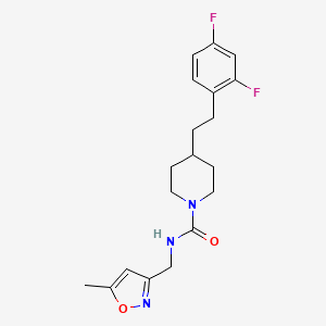 molecular formula C19H23F2N3O2 B6980427 4-[2-(2,4-difluorophenyl)ethyl]-N-[(5-methyl-1,2-oxazol-3-yl)methyl]piperidine-1-carboxamide 