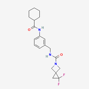 molecular formula C20H25F2N3O2 B6980436 N-[[3-(cyclohexanecarbonylamino)phenyl]methyl]-2,2-difluoro-5-azaspiro[2.3]hexane-5-carboxamide 