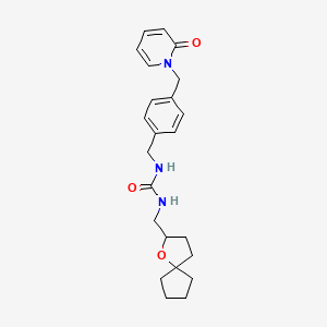 1-(1-Oxaspiro[4.4]nonan-2-ylmethyl)-3-[[4-[(2-oxopyridin-1-yl)methyl]phenyl]methyl]urea