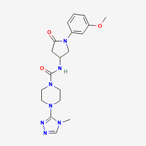 molecular formula C19H25N7O3 B6980455 N-[1-(3-methoxyphenyl)-5-oxopyrrolidin-3-yl]-4-(4-methyl-1,2,4-triazol-3-yl)piperazine-1-carboxamide 