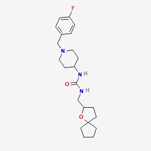 1-[1-[(4-Fluorophenyl)methyl]piperidin-4-yl]-3-(1-oxaspiro[4.4]nonan-2-ylmethyl)urea