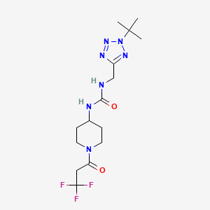 molecular formula C15H24F3N7O2 B6980477 1-[(2-Tert-butyltetrazol-5-yl)methyl]-3-[1-(3,3,3-trifluoropropanoyl)piperidin-4-yl]urea 