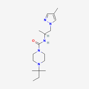 molecular formula C17H31N5O B6980509 4-(2-methylbutan-2-yl)-N-[1-(4-methylpyrazol-1-yl)propan-2-yl]piperazine-1-carboxamide 