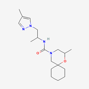 2-methyl-N-[1-(4-methylpyrazol-1-yl)propan-2-yl]-1-oxa-4-azaspiro[5.5]undecane-4-carboxamide