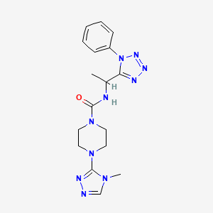 4-(4-methyl-1,2,4-triazol-3-yl)-N-[1-(1-phenyltetrazol-5-yl)ethyl]piperazine-1-carboxamide