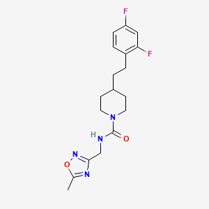 molecular formula C18H22F2N4O2 B6980548 4-[2-(2,4-difluorophenyl)ethyl]-N-[(5-methyl-1,2,4-oxadiazol-3-yl)methyl]piperidine-1-carboxamide 