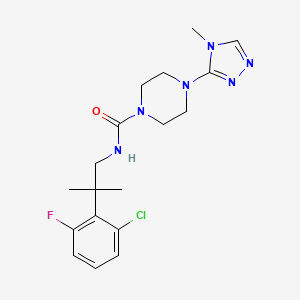 molecular formula C18H24ClFN6O B6980560 N-[2-(2-chloro-6-fluorophenyl)-2-methylpropyl]-4-(4-methyl-1,2,4-triazol-3-yl)piperazine-1-carboxamide 